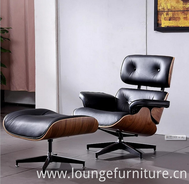 Real Leather Comfortable Chair Designed Chair Modern Wooden Leather Leisure Chair